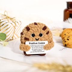 跨境新款Positive Cookie手工钩织曲奇迷你有趣积极饼干礼物