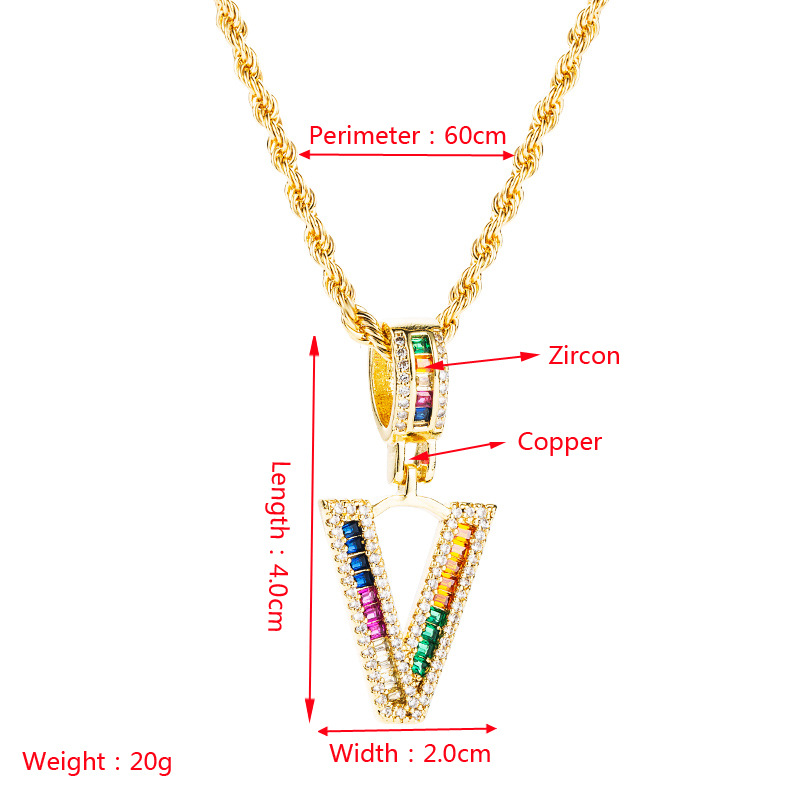 Wholesale Color Zircon Letter Pendant Copper Gold-plated Necklace Nihaojewelry display picture 21