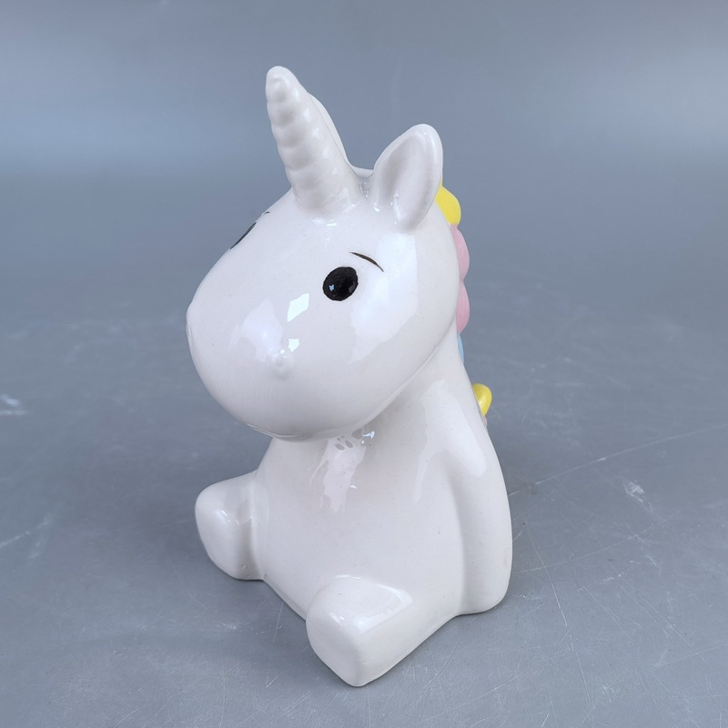 Cerdo de cerámica Hucha Hucha Rainbow Horse Regalos de cumpleaños para niños Adornos de la suerte Moneda de cerdo dorado Hucha