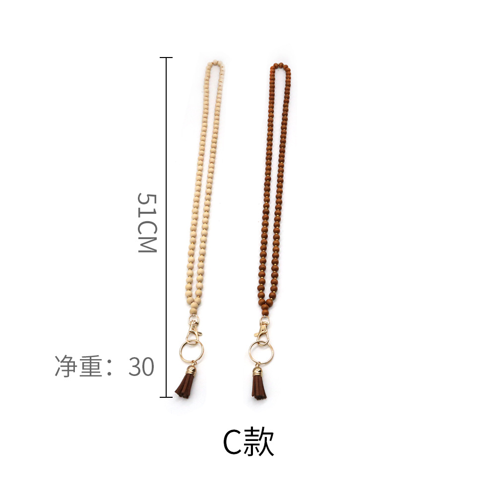 Transfronterizo nuevo estilo nórdico collar de cuentas de madera cordón colgante escuela marca fábrica tarjeta permiso de trabajo llavero colgante al por mayor