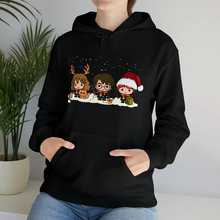 3个圣诞小矮人玩雪  连帽卫衣 速卖通ebay