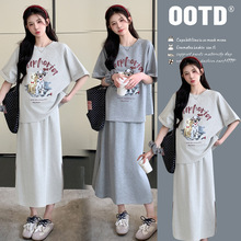 实拍现货 孕妇夏装T恤套装2025新款大版宽松休闲套装
