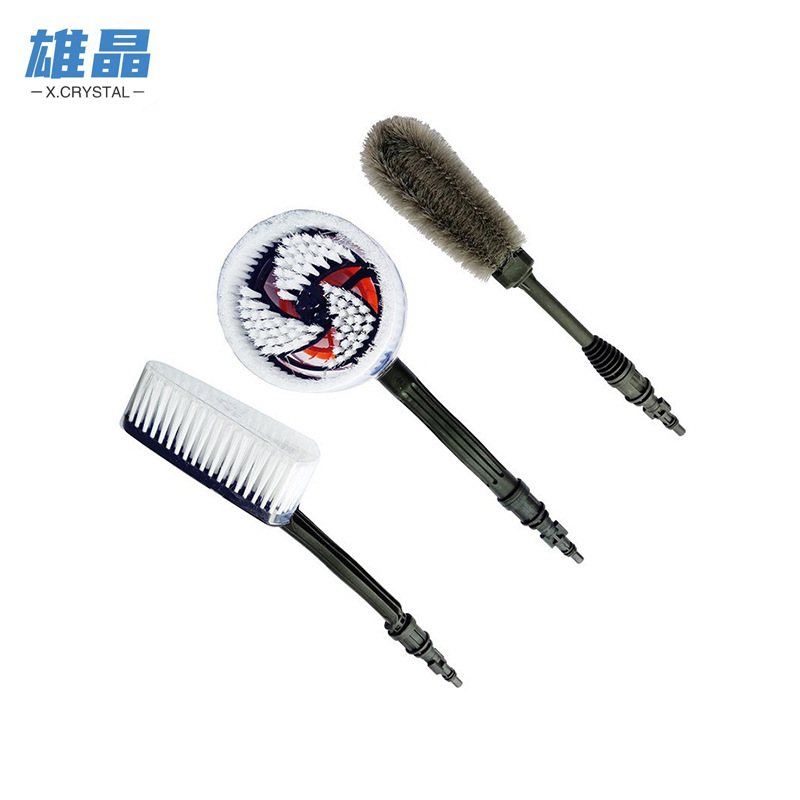 跨境家用洗车刷高压洗车机毛刷旋转刷通水长毛刷轮毂刷厂家直供