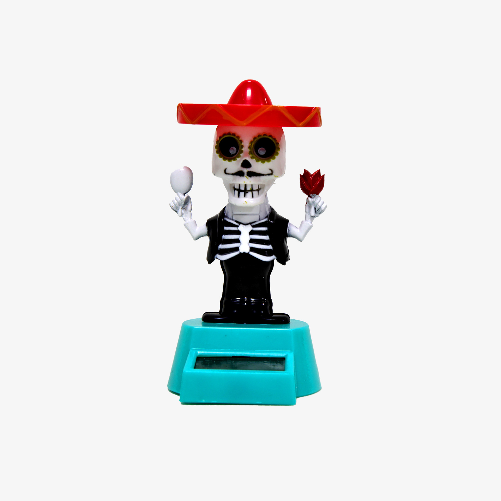 Venta caliente transfronteriza solar Halloween esqueleto bruja coche fantasma sacudiendo automáticamente la cabeza decoración interior del coche se puede vender al por mayor