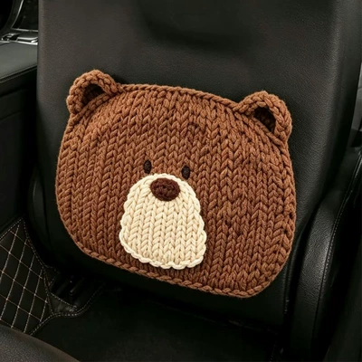 3D Printed Cute Cartoon Car Seat Back Anti-Kick Pad, Car Seat Back Anti-Dirt Pad, Bear, Cat, Crocodile (Chair back anti-kick pad) - printed-three-dimensional-brown-bear