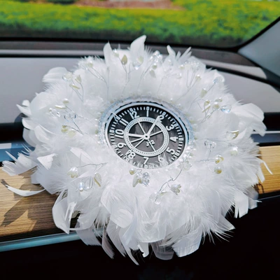 Watch Pearl Feather Anti-slip Mat Car Instrument Desk Mat Mao Mao Mat Car Ornament Mat Car Supplies Ladies (Anti-slip mat) - lily-of-the-valley-feather-non-slip-mat-white