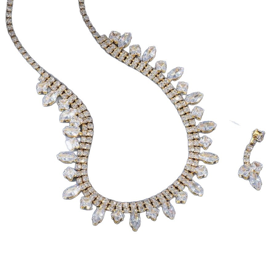 Set di gioielli da sposa in zircone collana orecchini e bracciale_voghion.com