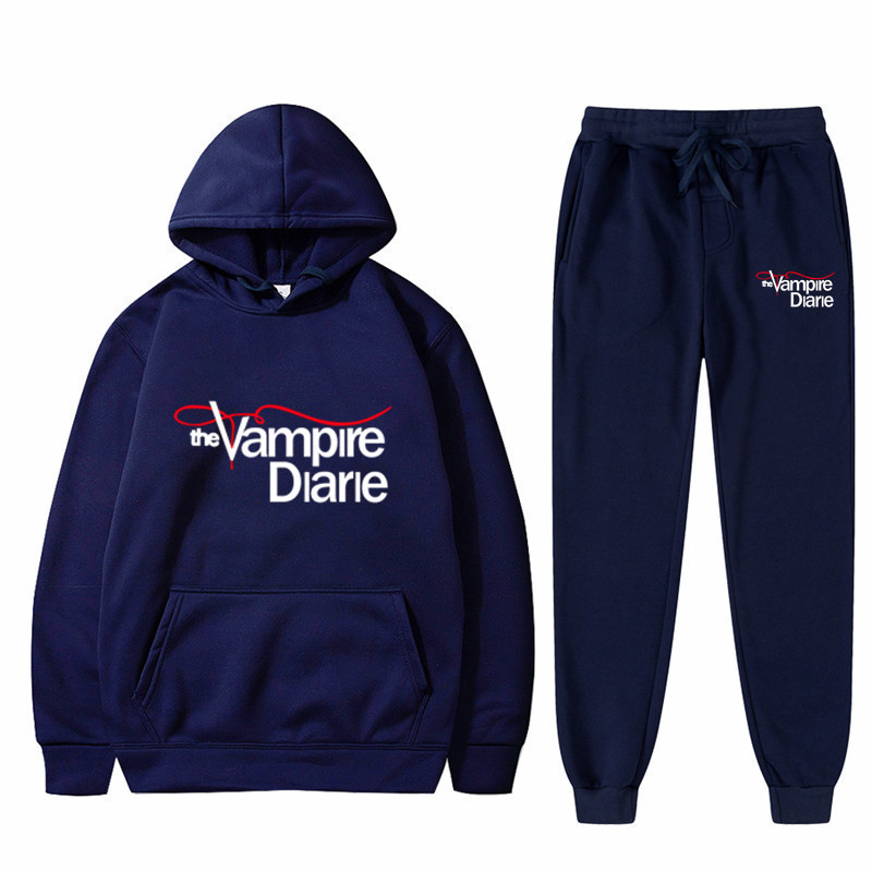 新款The Vampire Diaries Hoodies 吸血鬼日记带帽卫衣束脚裤套装