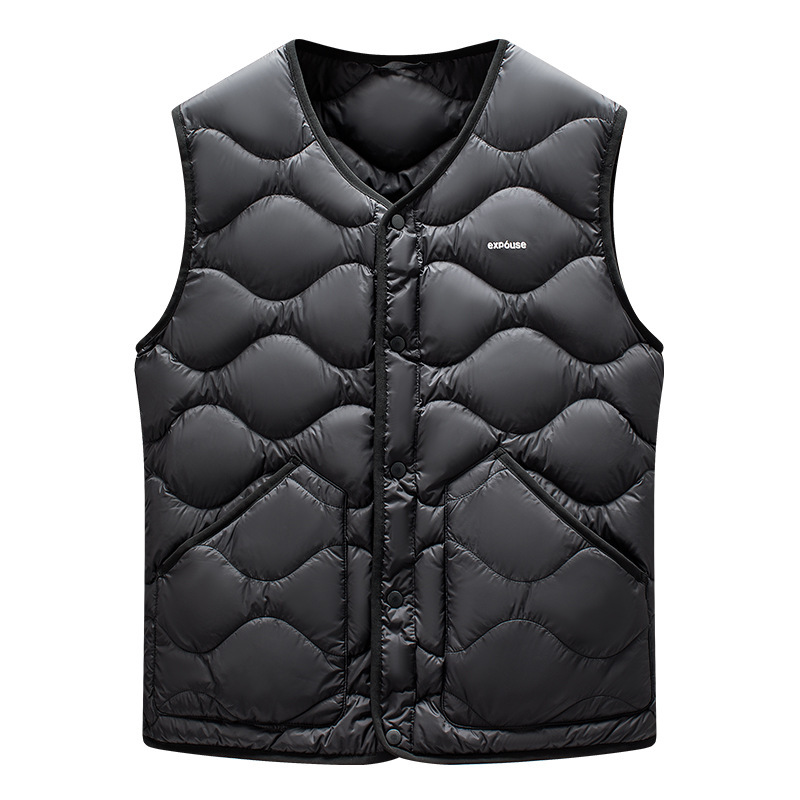 Down Vest Men's Autumn and Winter New Pure Color Versatile Casual Warm Liner Lightweight White Duck down Sleeveless Jacket