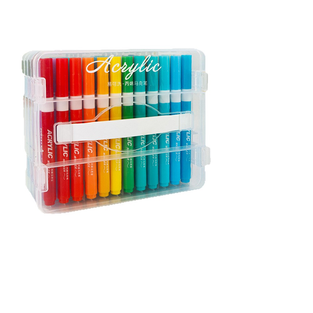 Caja de bolígrafo de acrílico marcador de color blando para estudiantes y niños con bolígrafo de acuarela plegable opaco pincel lavable con agua