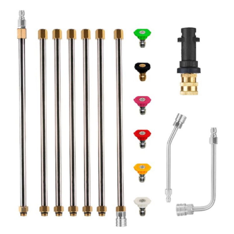 Steel Extension Wand — Juqianjin High pressure car wash water gun - extension-wand-9-piece-stainless-steel-quick-connect-6-color-nozzles-q9-karcher