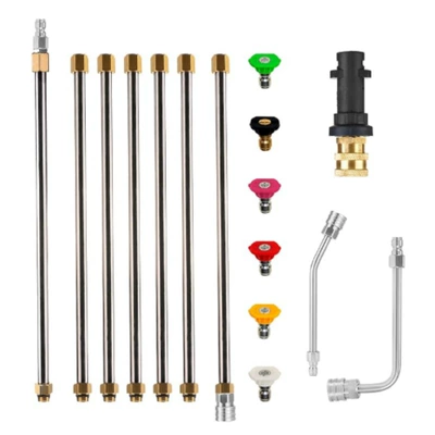 High pressure car wash water gun, 4000Psi Set - 9-piece-extension-wand-set-stainless-steel-quick-connect-6-color-nozzles-q9-karcher-quick-connect