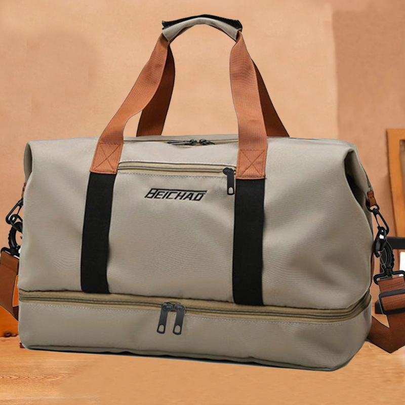 Can Be Used as a Trolley Travel Bag, Large Capacity Dry and Wet Separation Fitness Bag with Printed Logo, Independent Shoe Compartment Storage Bag Wholesale