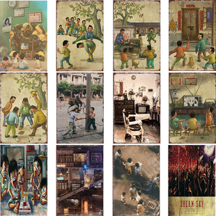 90S Childhood Scene Tin Paintings, Bar Restaurant Hotel Wall Home Decoration Iron Art Hanging Paintings Wall Hangings Manufacturer