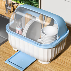 Kitchen drain cupboard with lid for bowls, dishes, dishes, tableware, household small storage rack, bowl and chopsticks storage box