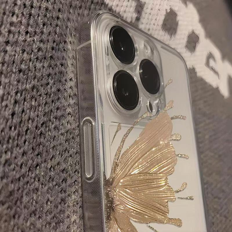 Golden Butterfly para iPhone 16pro funda para teléfono móvil Apple 15 anti-caída 14 Japón y Corea del Sur 13promax nuevo 12pro