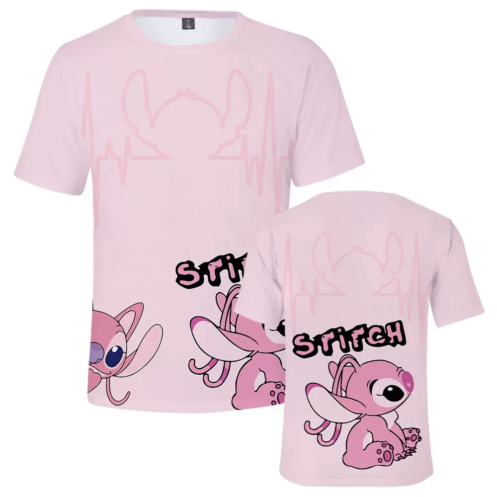 夏季成人儿童潮流T恤卡通动漫史迪仔3D数码印花圆领半袖打底衫