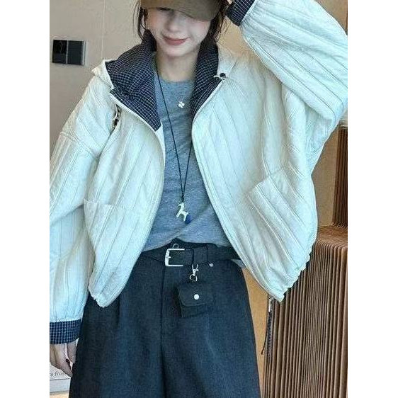 韩系高级感连帽轻薄棉衣棉服女冬季2025新款宽松保暖短款夹棉外套|undefined