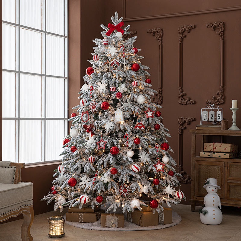 Hong Kong Heng nuevo PE flocado árbol de Navidad árbol de nieve grande blanco copo de nieve paisaje árbol decorativo decoraciones de Navidad adornos