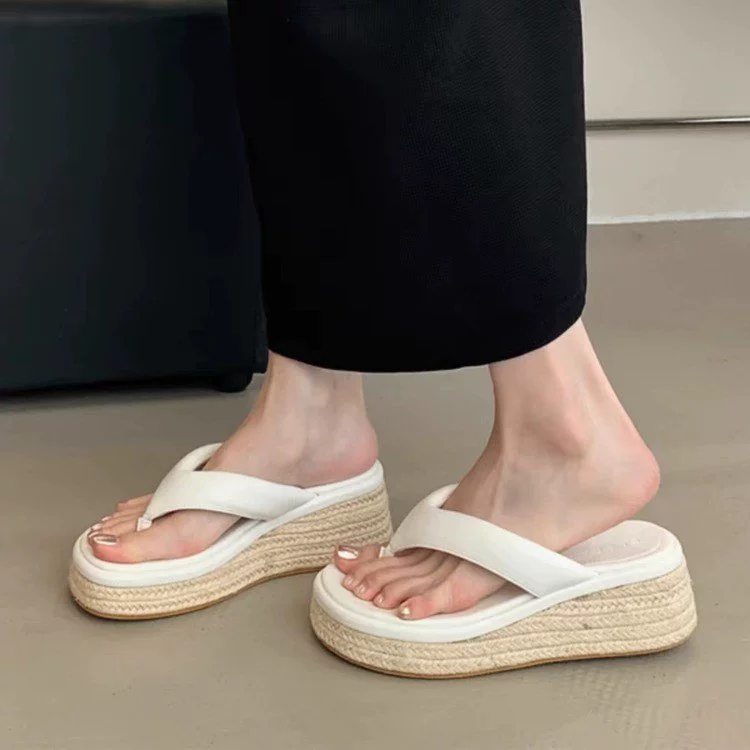 Летние шлепанцы нового стиля, туфли на танкетке, шлепанцы на толстой подошве, женская обувь, тапочки, уличные сандалии, повседневная и универсальная мода.
