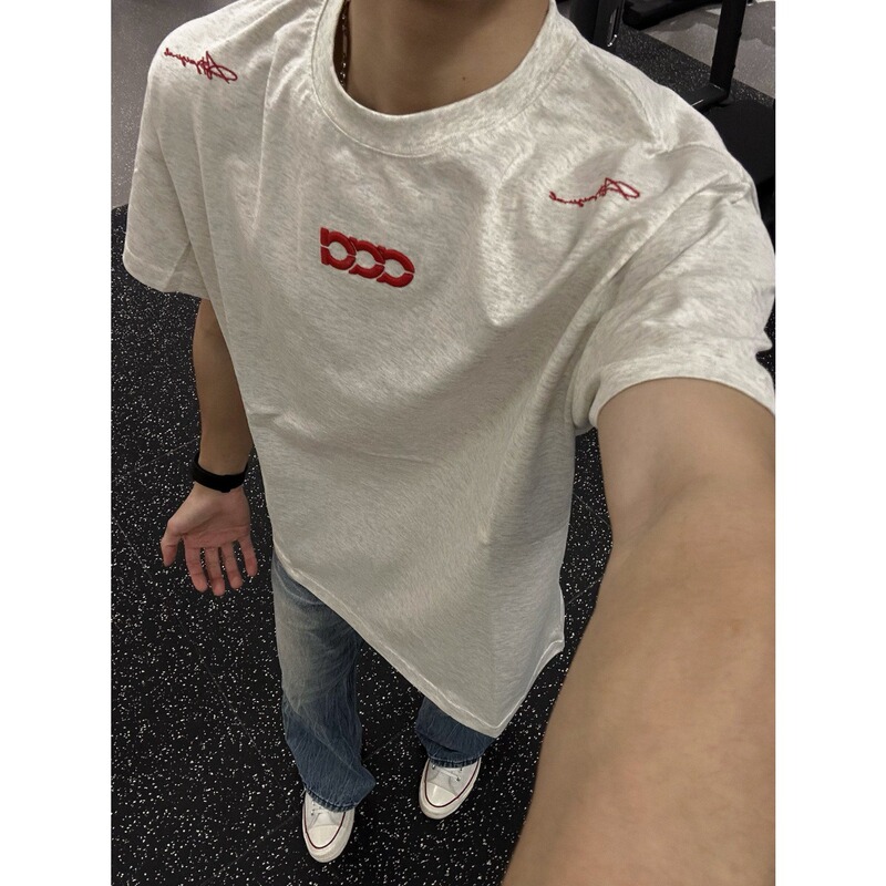 American-Style Trendy Brand Letter Embroidery Short-Sleeve T-Shirt for Men, New Summer Heavyweight National Trend Pure Cotton T-Shirt, Couple's Top for Men American-Style Trendy Brand Letter Embroidery Short-Sleeve T-Shirt for Men, New Summer Heavyweight National Trend Pure Cotton T-Shirt, Couple's Top for Men