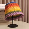 Rainbow straw bucket, summer beach Japanese hat, sun protection