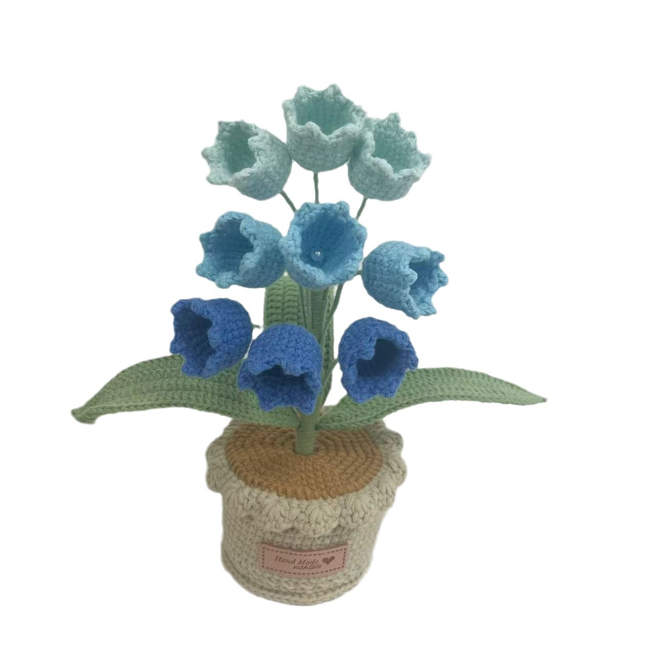Anchido a mano flor de lana productos terminados orquídeas trenzadas maceta de punto de mesa de flores montadas en automóviles adornos de oficina maceta image 6
