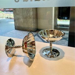 304ステンレスアイスクリームカップデザートカップINS博主同型レトロ高足布丁カップアイスクリームカップ