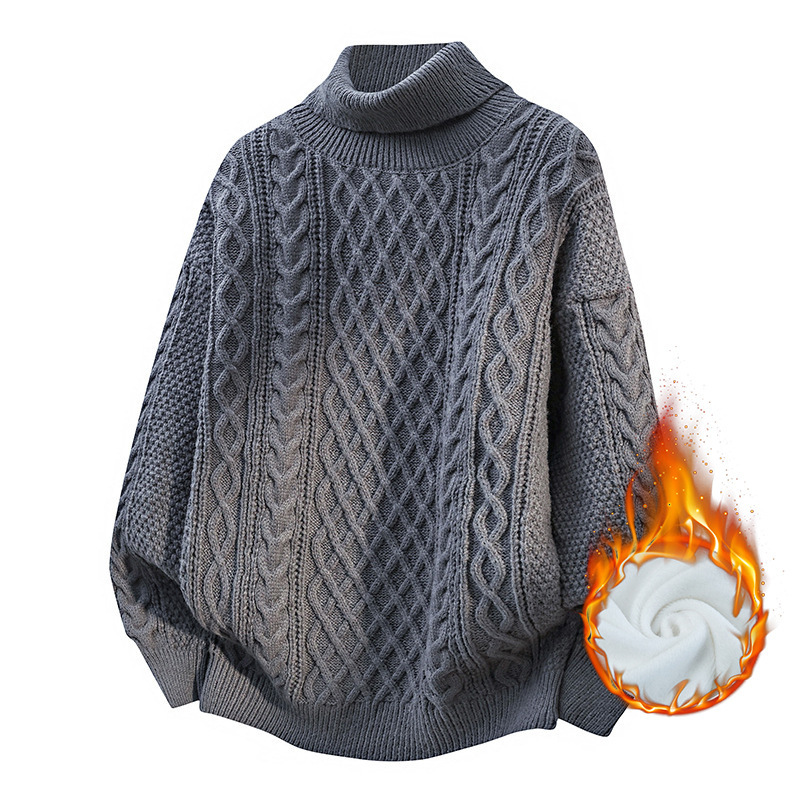 Explosiones transfronterizas de tamaño europeo de gran tamaño de cuello alto este año de vida suéter de Navidad rojo para hombres fábrica de camisetas de punto al por mayor