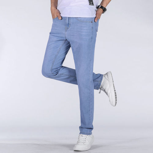 Mountainforce Light Blue Straight Leg Loose Fit Men's Casual Youthful Elastic High-End Blue Jeans