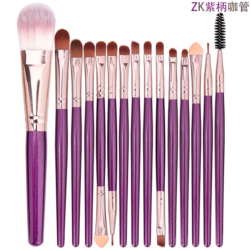 Bangfei 15 pinceles de maquillaje traje de sombra de ojos cepillo de cejas cepillo de pestañas cepillo de labios conjunto completo herramientas de belleza en stock
