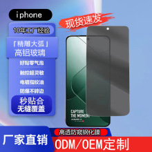适用苹果15钢化膜13plus防窥高透12Pro防静电大弧13mini隐私贴膜
