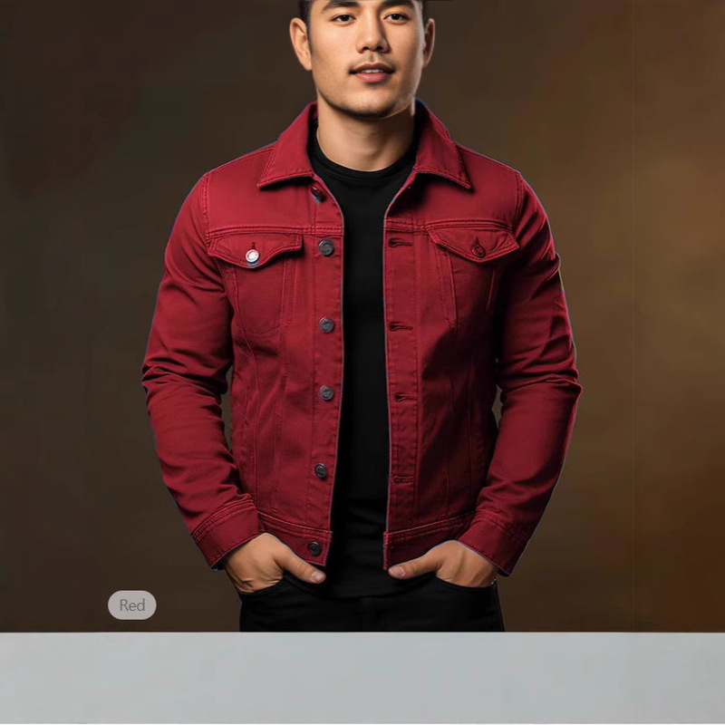 Men's Jacket New Casual Windproof Daily Lapel Button Autumn Winter Fashion Solid Color Streetwear Long Sleeve Jacket Coat