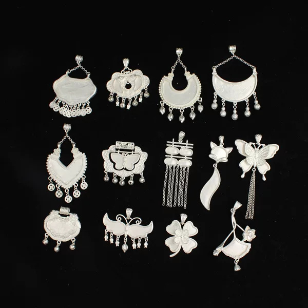 Butterfly Pendant with Silver Embroidery, Ethnic Style from Guizhou, Handmade Pendant with Silver Base, Wholesale from Manufacturer