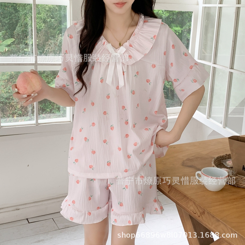 Princess Wind Pijamas verano 2024 nuevo estilo puro deseo de estilo medio largo in-hinge pijama ropa doméstica mujer