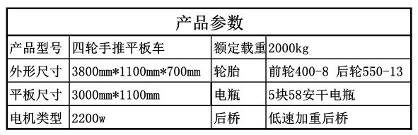 四轮平板参数