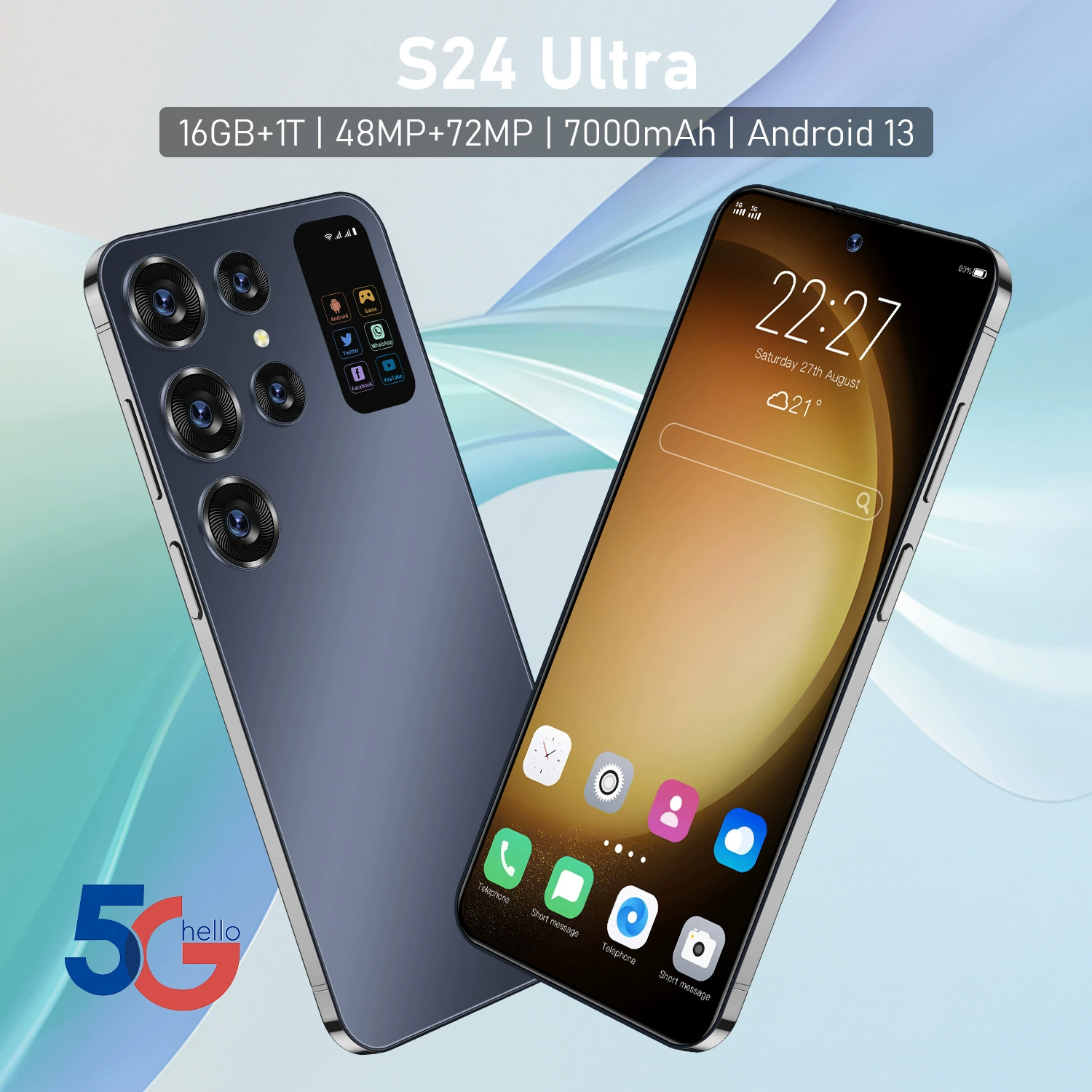 Смартфон Jodom S24 5G, 3-дюймовый широкий экран, 8+256 ГБ, комплект: умные часы