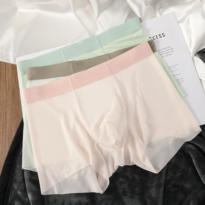 Men's Ice Silk Seamless Underwear Men's Summer Air-Conditioned Pants Breathable Antibacterial Youth White-Collar Quick-Drying Ice-Feel Boxer Briefs