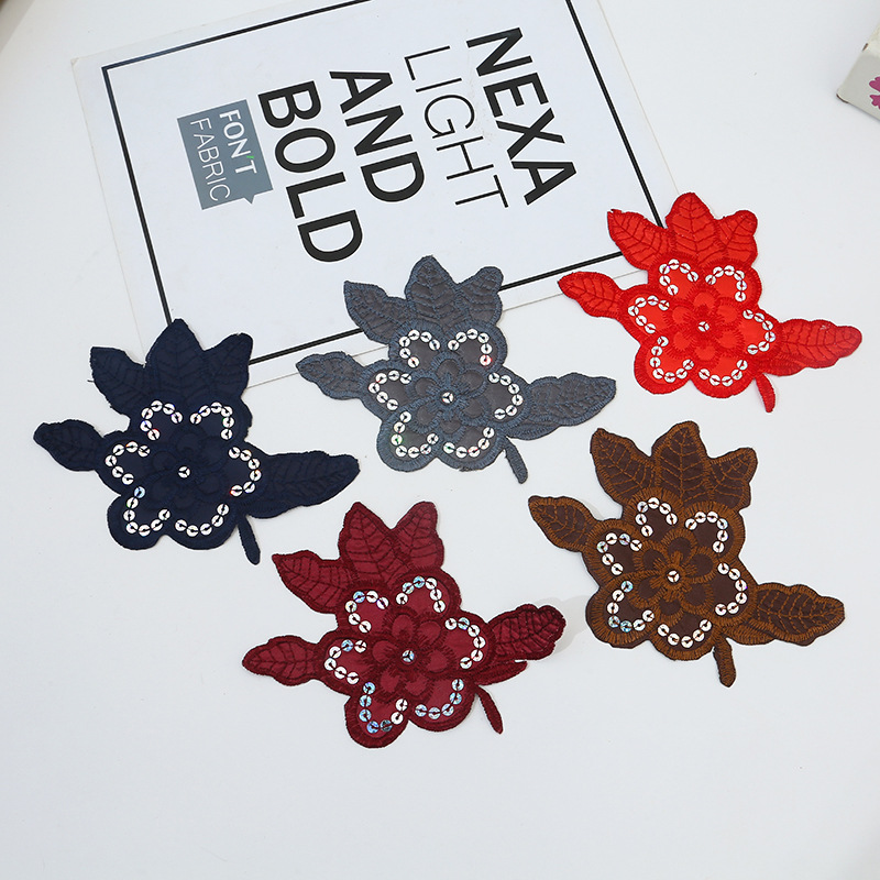 厂家刺绣牡丹布贴背胶熨烫修补丁贴 DIY演出服花朵装饰贴花辅料