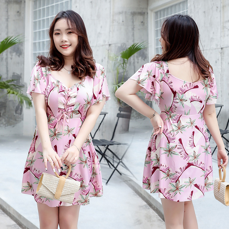 Trajes de baño para mujeres que cubren la piel delgada de tamaño grande unido de moda conservadora impresión de ropa de baño casual de mujer al por mayor