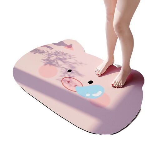 Cartoon Alien Silica Gel Mat Household Kitchen Oil Proof Mat Bathroom Anti-Slip Absorbent Foot Mat Entrance Door Mat