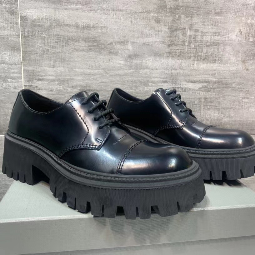 ShoeVault 2023 New Trendy Retro Distressed Men's Versatile Big Toe Derby Thick Sole Height Increasing Single Platform Shoes_voghion.com