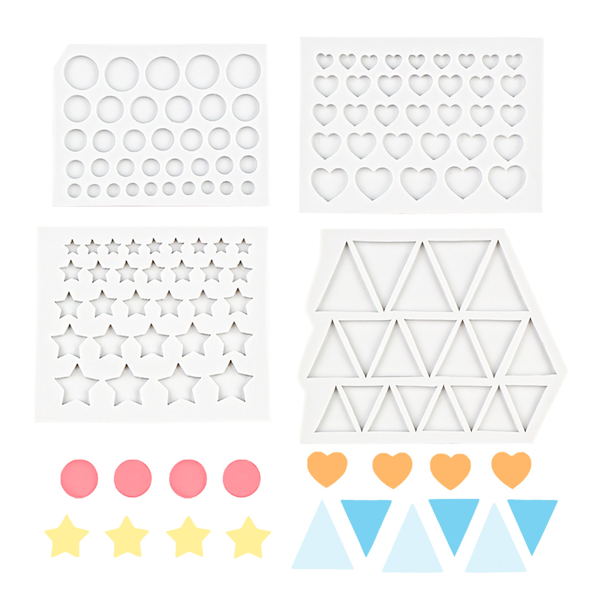 Amor redondo estrella de cinco puntas molde de silicona decoración de pastel triángulo pequeño chocolate fondant molde de borde