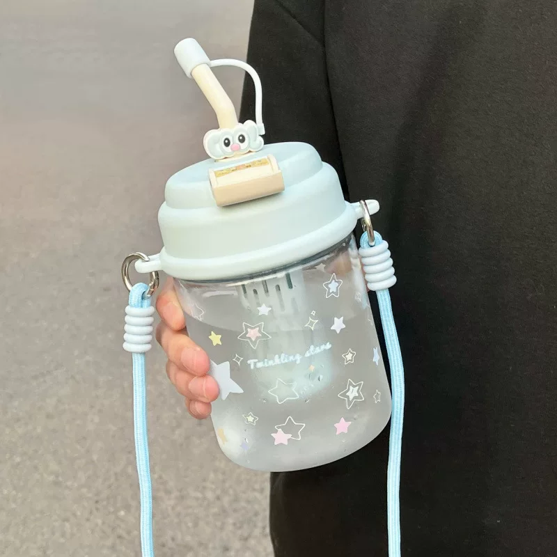 High quality handheld capacious straw with glass for elementary school students