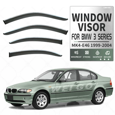 Rain shield – E90 F30 Window visor - standard-packing-without-logo-bmw-3-series-i-axle-mk4-e46-1999-2004-plexiglass-with-bright-strip-window-rain-guard