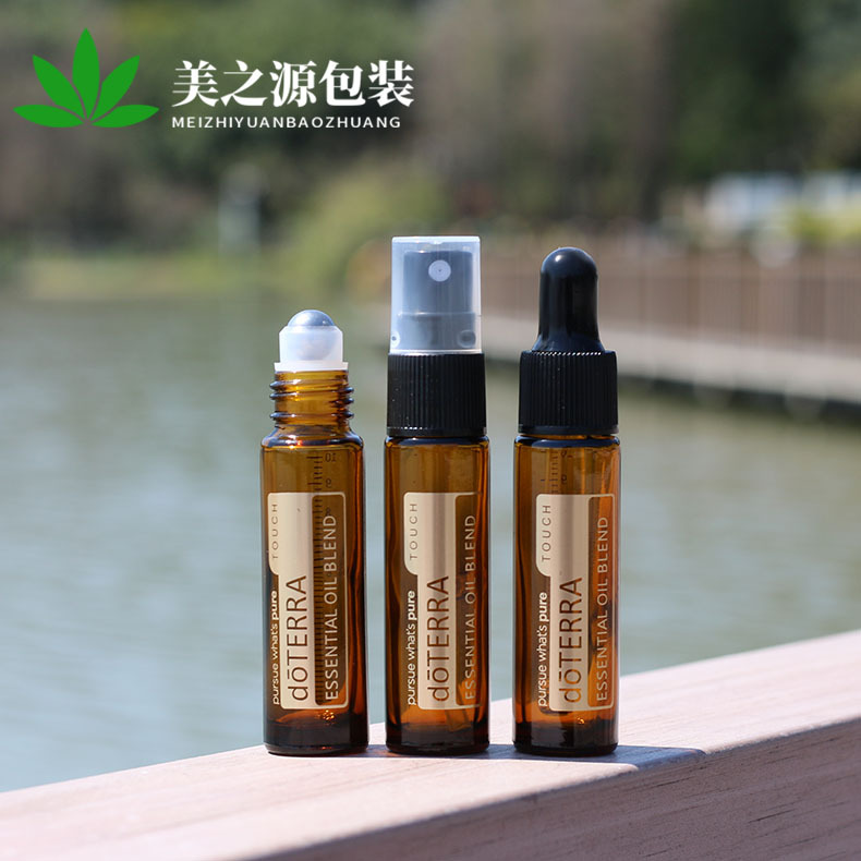 Wholesale 10ml doteri tea color roller ball bottle walk ball bottle dropper bottle glass bottle perfume empty bottle spray bottle