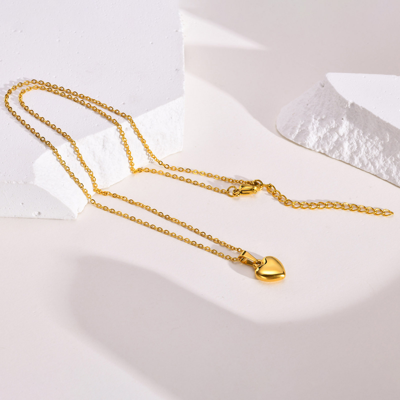 Simple Style Heart Shape Titanium Steel Pendant Necklace Plating Stainless Steel Necklaces_colorza_5