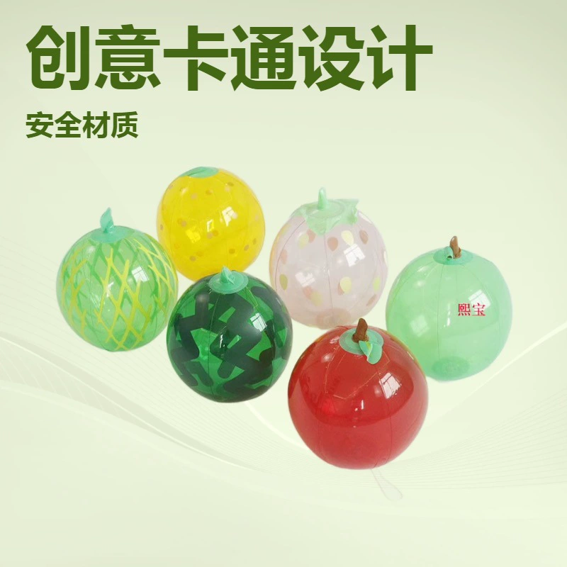 Производители изготавливают на заказ разноцветные надувные пляжные мячи из ПВХ, а также креативные рекламные мячи в форме фруктов из ПВХ.