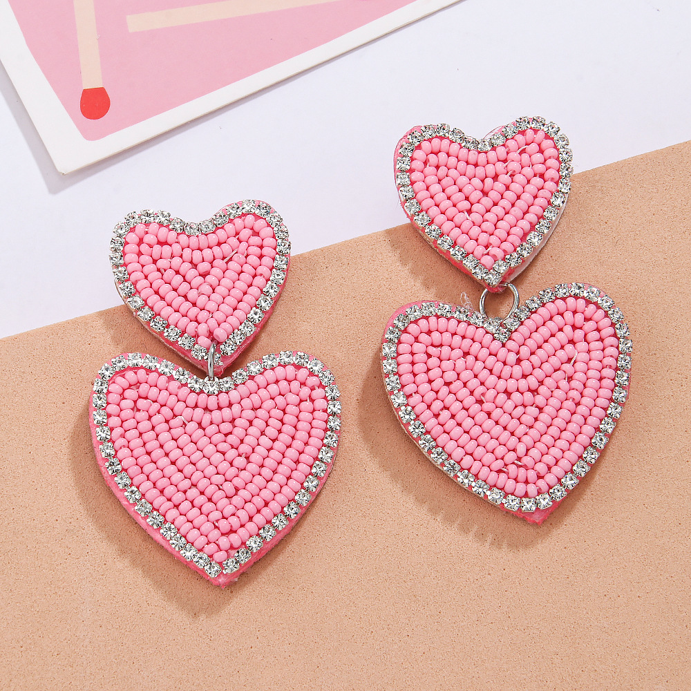 Drop Earrings Classification 1 Pair Sweet Heart Shape Seed Bead Drop Earrings