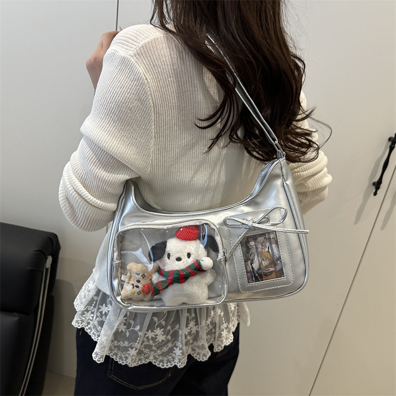 Cross-Border Niche Design High-Quality Small Card Shoulder Pain Bag for Women 2025 Summer New Two-Dimensional Transparent Crossbody Bag
